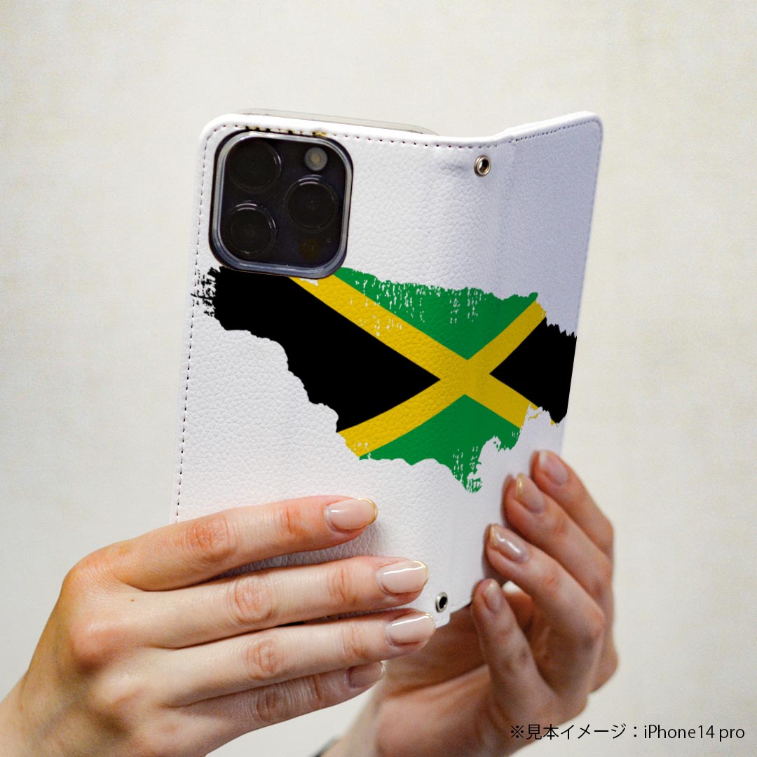 iPhone15plus 6.7 インチ 専用 各キャリア iPhone 15 plus 共通対応 ケース カバー 手帳型 マグネット式 ピタッと閉まる レザーケース カード収納 ポケット igcase 018858 国旗 jamaica ジャマイカ