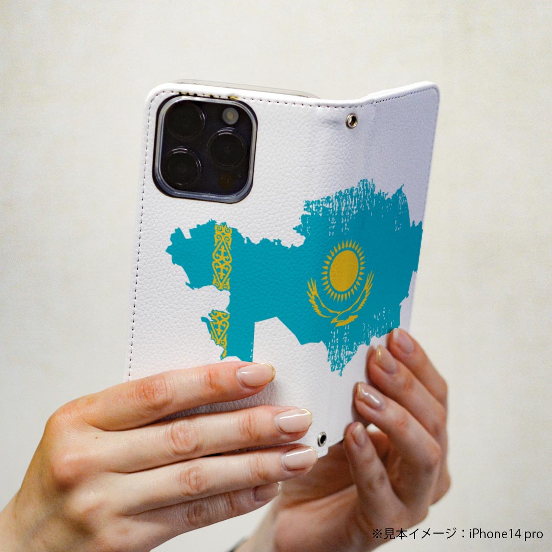 Galaxy A54 5G ギャラクシー SC-53D SCG21 専用 ケース 共通対応 カバー 手帳型 マグネット式 ピタッと閉まる レザーケース sc53d カード収納 ポケット igcase 018861 国旗 kazakhstan カザフスタン