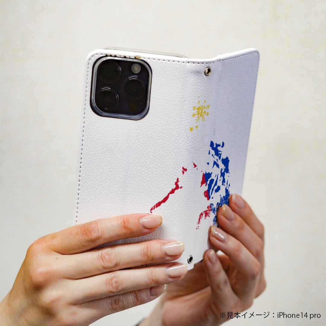 あんしんスマホ KY-51B 専用 ケース カバー 手帳型 マグネット式 ピタッと閉まる レザーケース ky51b カード収納 ポケット igcase 018922 国旗 philippines フィリピン