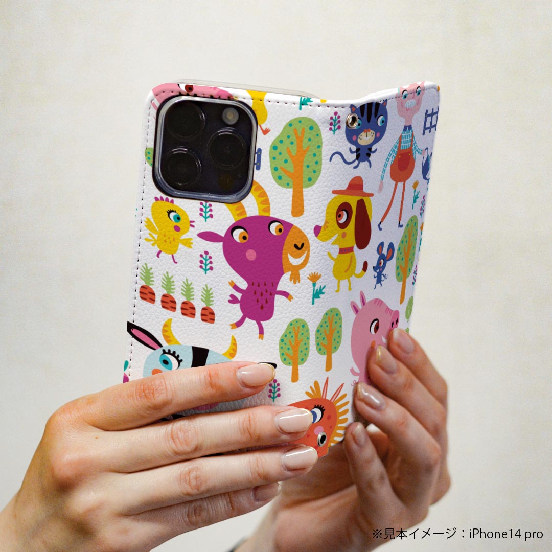 スマホケース 最新機種対応 スマホカバー 手帳型 マグネット式 フリップ ほぼ全機種対応 iPhone Xperia AQUOS Galaxy Arrows Huaweiなど ケース カバー 手帳タイプ 革 igcase 019080 イラスト アニマル キッズ