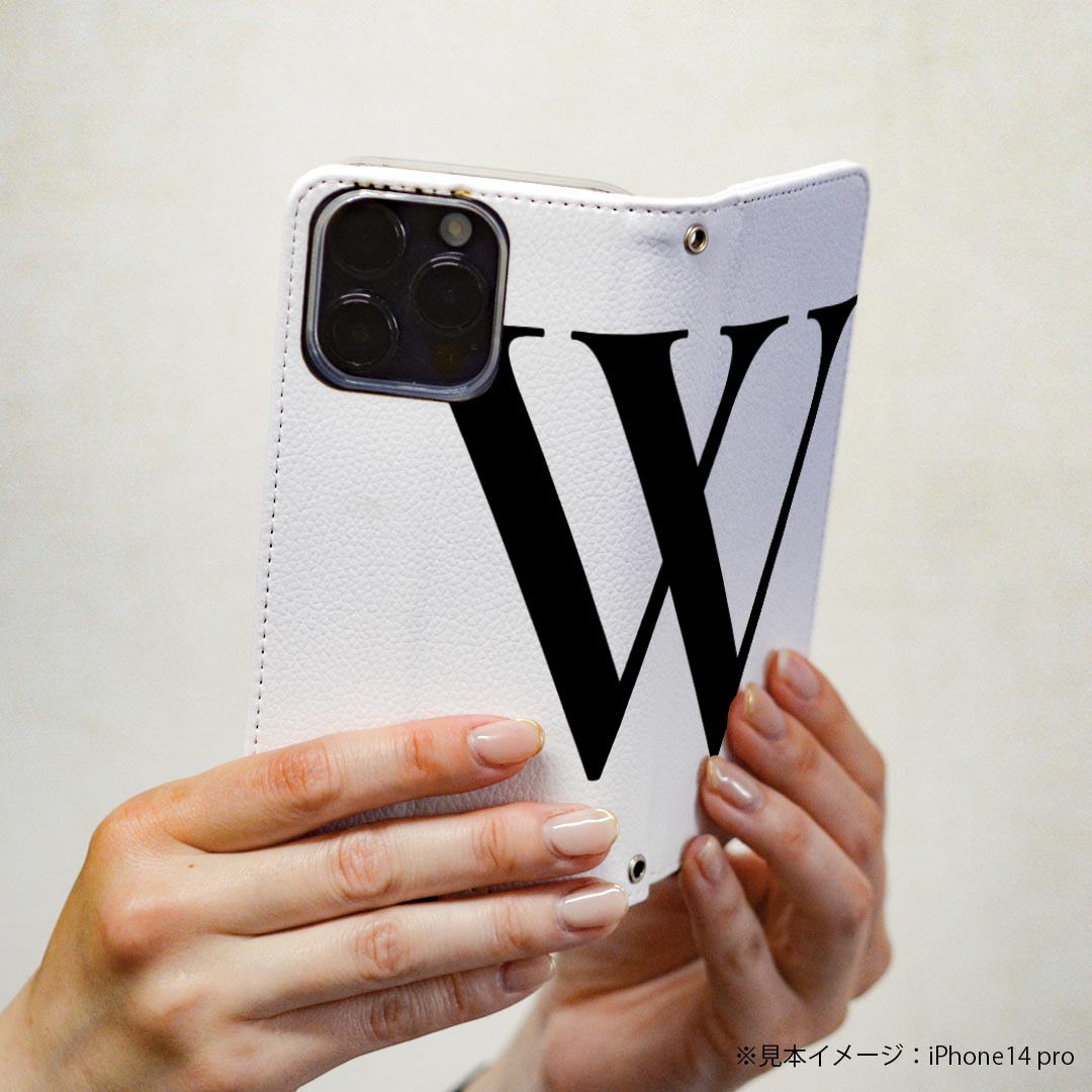 Galaxy A51 5G 専用ケース カバー 手帳 SCG07 au スマコレ igcase 手帳型 レザー 手帳タイプ 革 スマホケース スマホカバー ギャラクシ 019556 フォント 文字 w アルファベット