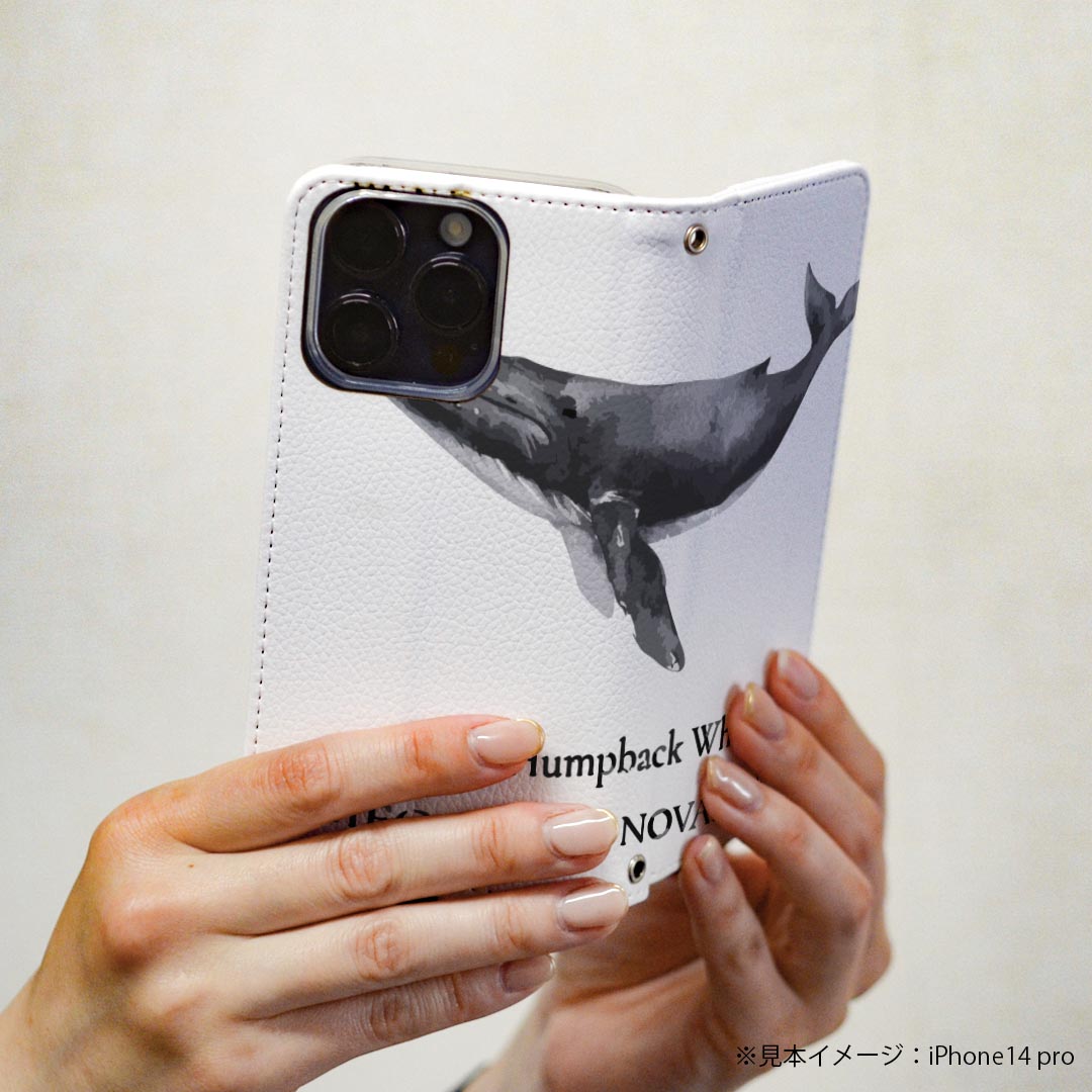 AQUOS R2 SH-03K アクオスR2 専用 ケース カバー 手帳型 マグネット式 ピタッと閉まる レザーケース sh03k カード収納 ポケット igcase 019740 デザイン 海の生物 ザトウクジラ Humpback whale