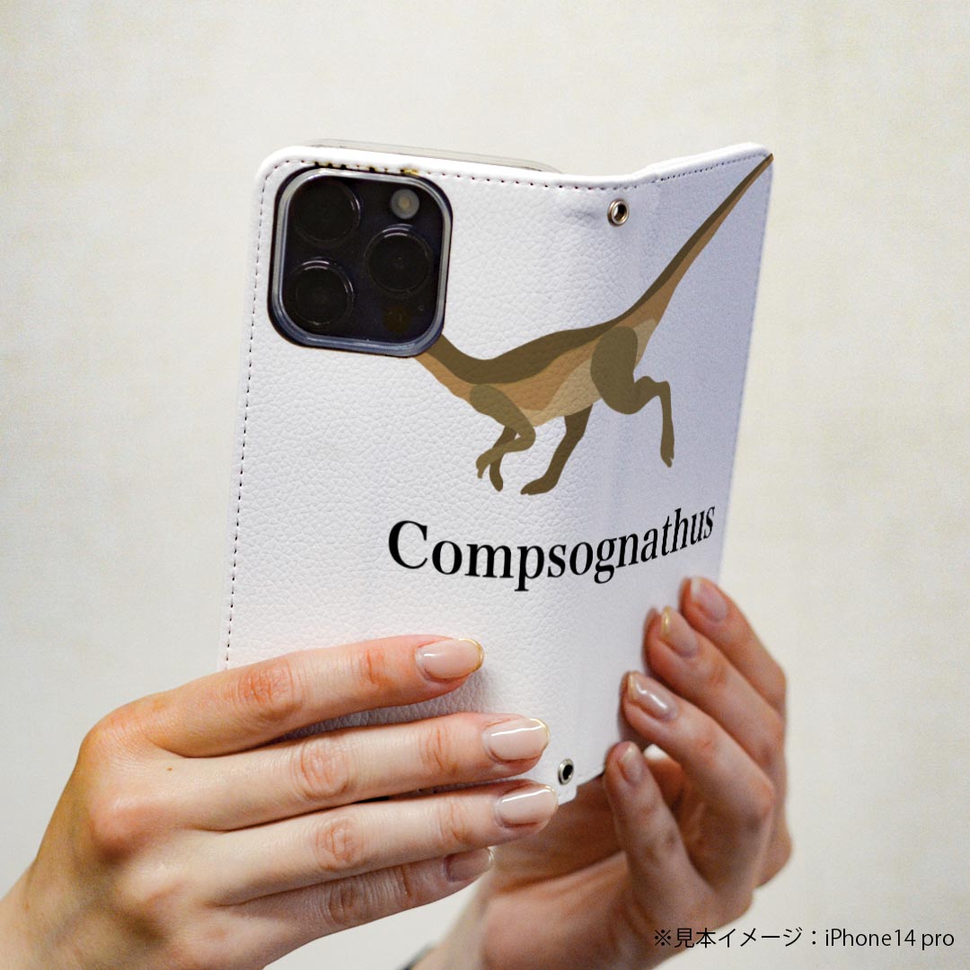 AQUOS R2 SH-03K アクオスR2 専用 ケース カバー 手帳型 マグネット式 ピタッと閉まる レザーケース sh03k カード収納 ポケット igcase 019779 恐竜 恐竜 Compsognathus コンプソグナトゥス