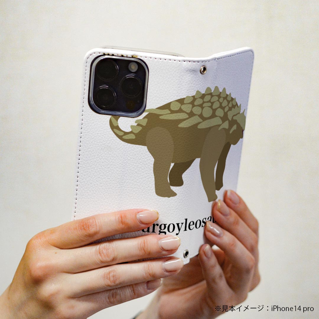 Galaxy S22 SC-51C / SCG13 共通対応 専用 ケース カバー 手帳型 マグネット式 ピタッと閉まる レザーケース sc51c カード収納 ポケット igcase 019790 恐竜 恐竜 gargoyleosaurus ガルゴイレオサウルス
