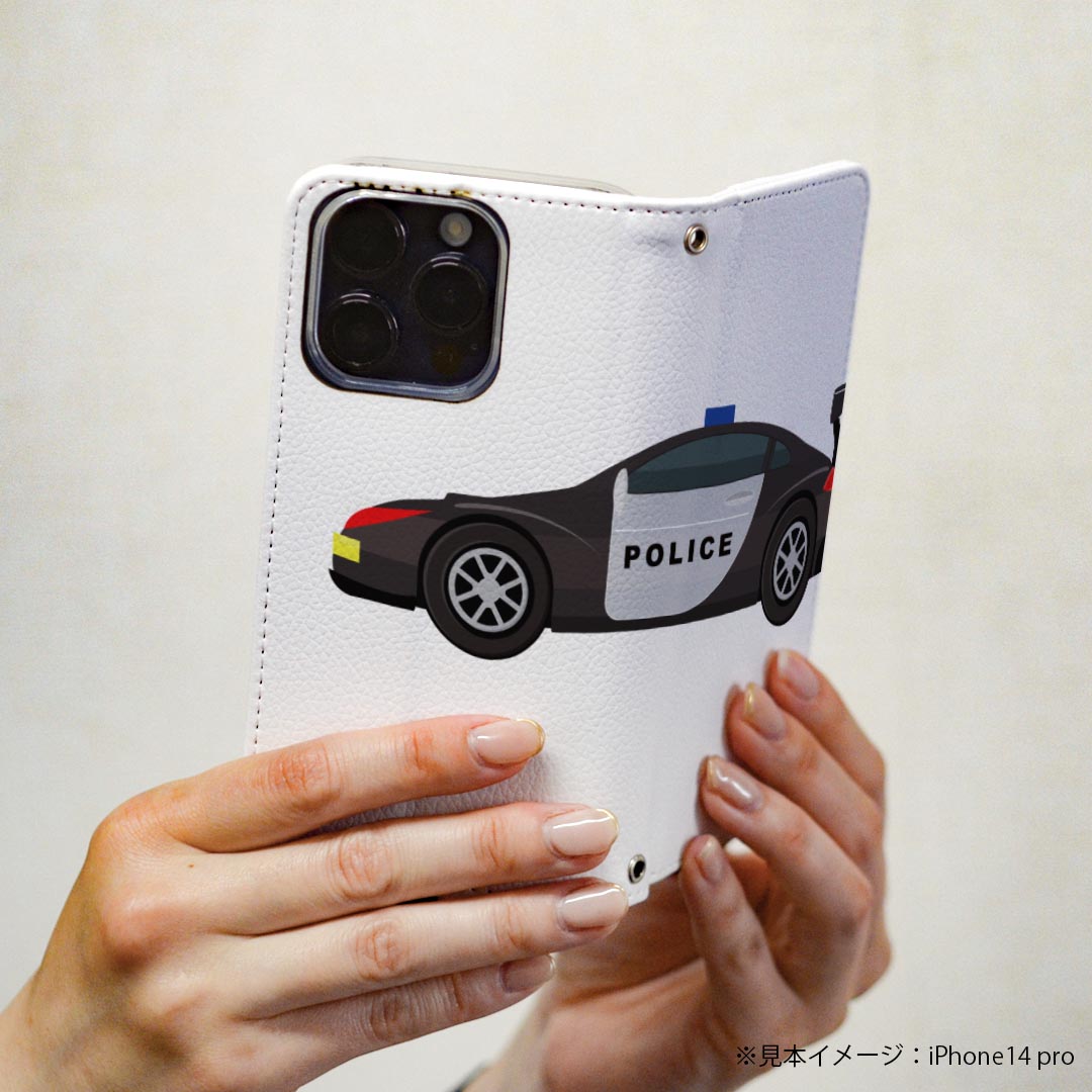 Galaxy A41 SCV48 ギャラクシー scv48 専用 ケース カバー 手帳型 マグネット式 ピタッと閉まる レザーケース カード収納 ポケット igcase 019975 乗り物 アメリカ パトカー