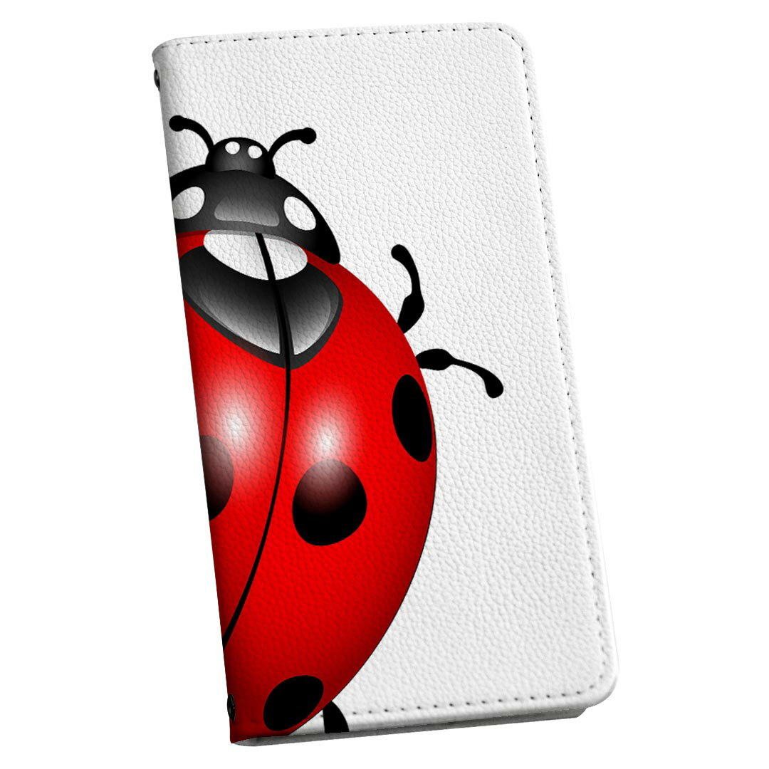 L-03K LG Electronics LG style エルジースタイル ストラップ付き l03k ケース ショルダー スマホ 落下防止 手帳型 マグネット式 ピタッと閉まる スマホカバー 肩掛け 斜めかけ 002357 てんとう虫　イラスト