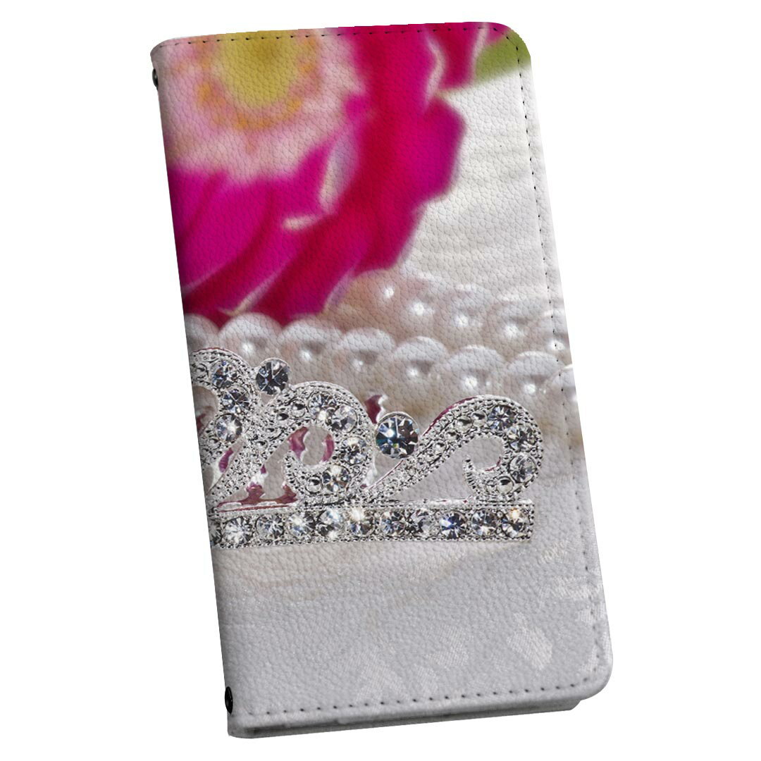 AQUOS wish5 用 スマホカバー SH-52F / SH-M32 共通対応 エクスペリア 手帳型 マグネット式 ピタッと閉まる レザーケース カード収納 ポケット igcase 002463 花　ジュエリー　ピンクのサムネイル