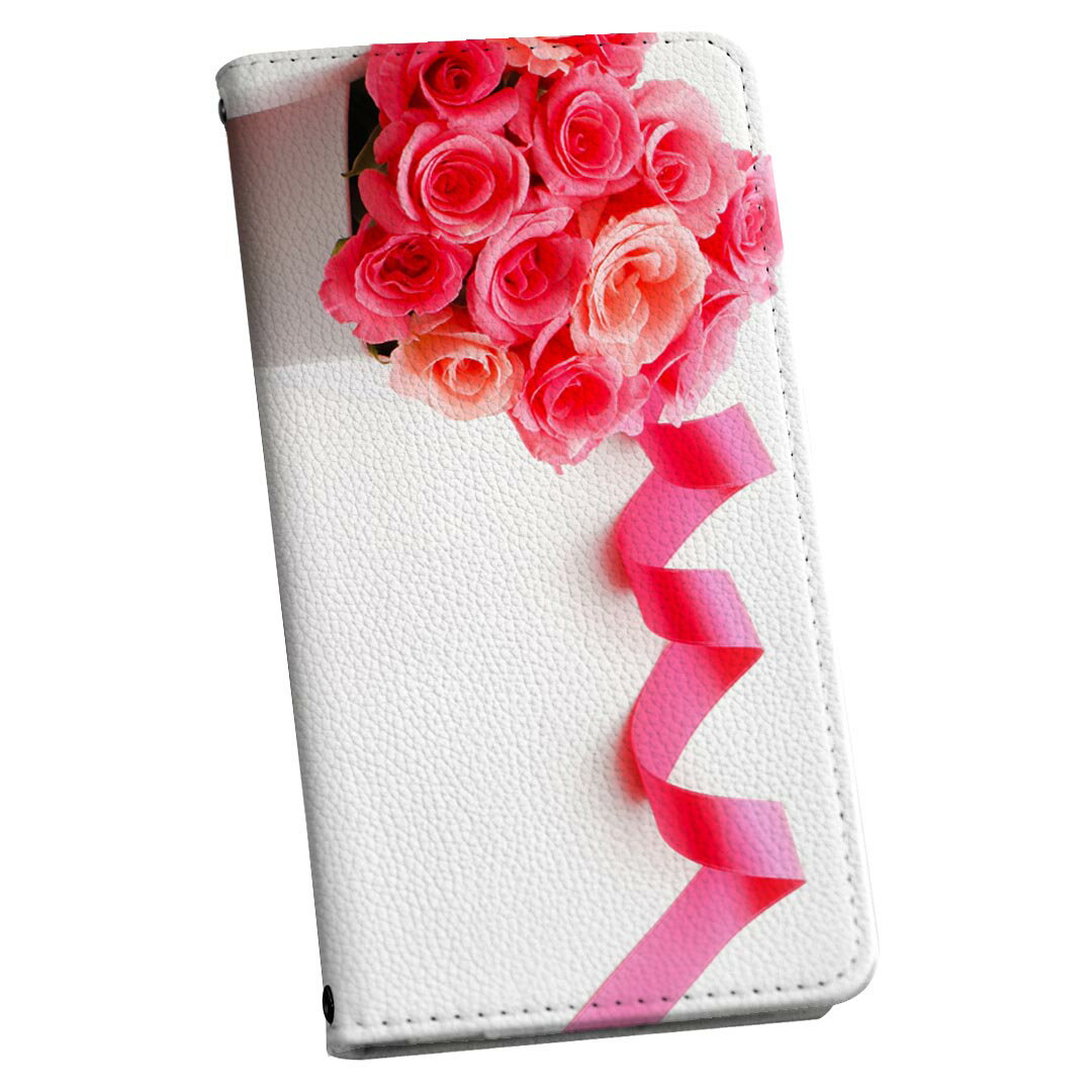 AQUOS R SHV39 アクオス R au エーユー 専用 ケース カバー 手帳型 マグネット式 ピタッと閉まる レザーケース カード収納 ポケット igcase 002474 ハート 花 リボン
