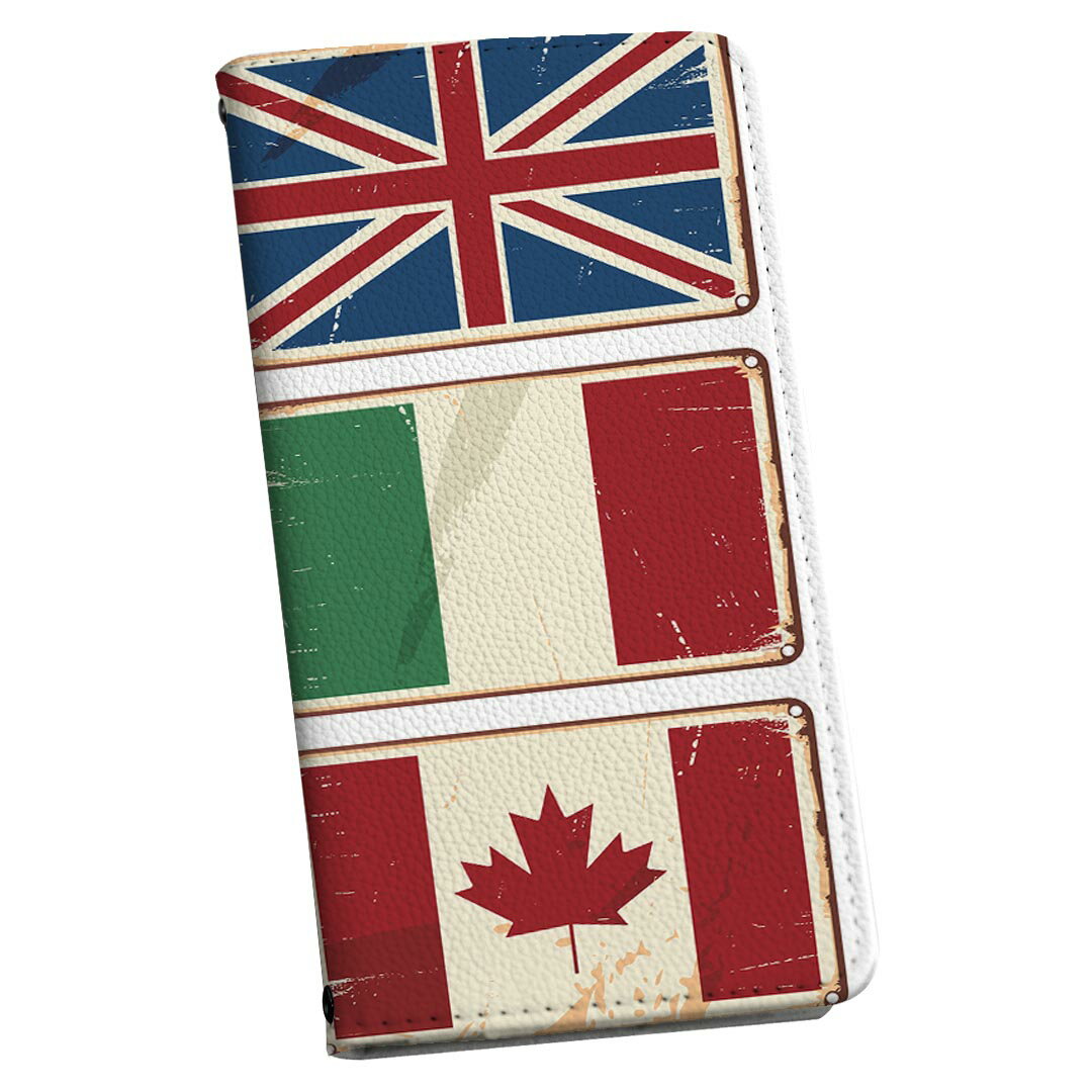 らくらくスマートフォン F-52B 専用 ケース カバー 手帳型 マグネット式 ピタッと閉まる レザーケース f52b カード収納 ポケット igcase 002698 外国 国旗
