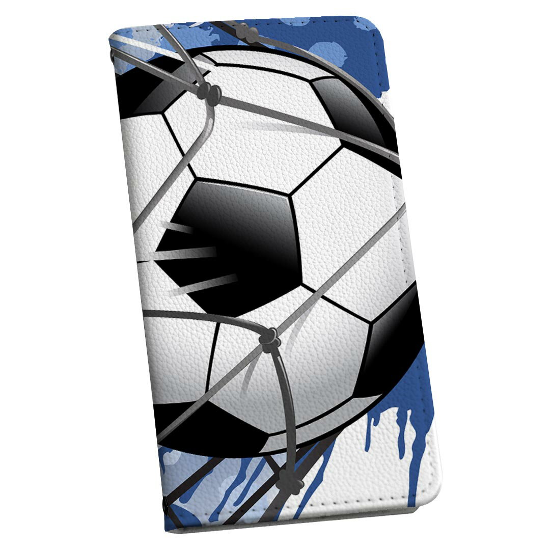 らくらくスマートフォン me F-01L 専用 ケース カバー 手帳型 マグネット式 ピタッと閉まる レザーケース f01l カード収納 ポケット igcase 002904 スポーツ　イラスト　青