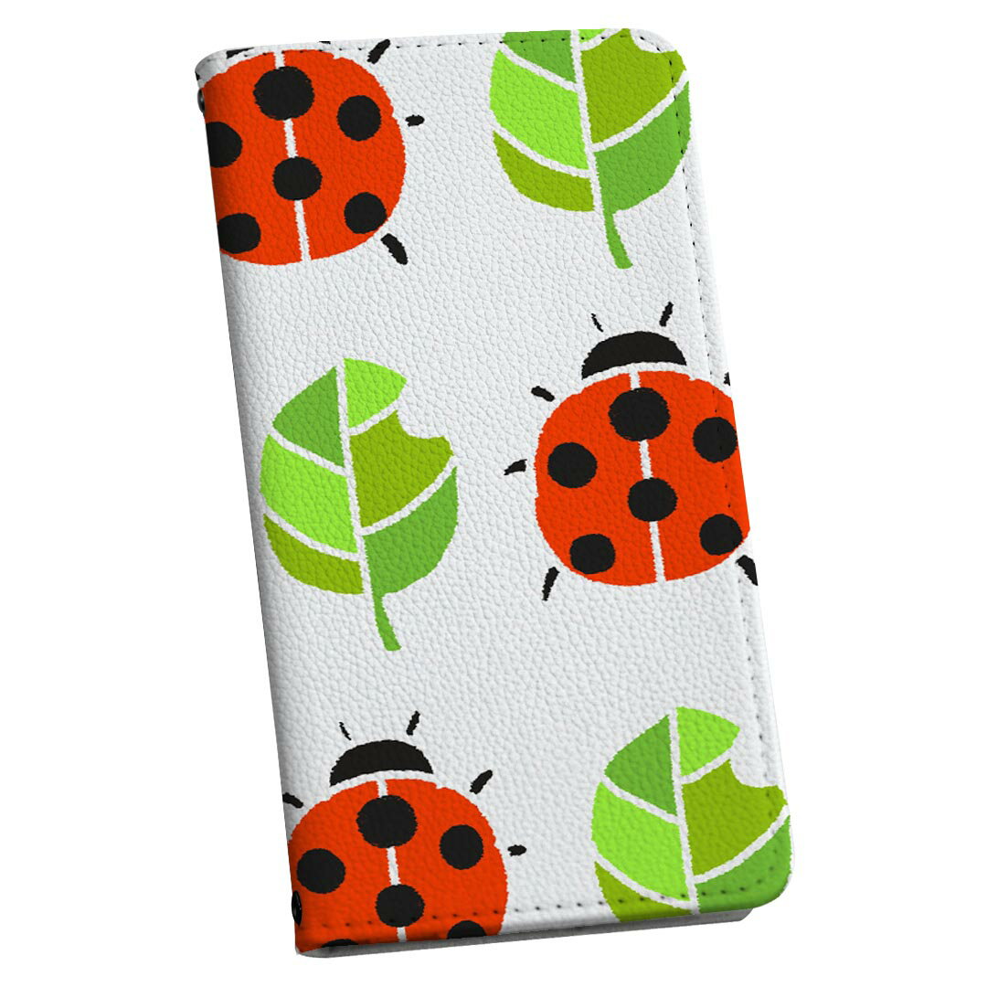 Xperia 1 V SO-51D SOG10 XQ-DQ44 共通対応 ケース カバー so51d 手帳型 マグネット式 ピタッと閉まる レザーケース カード収納 ポケット igcase 003154 アニマル 動物　てんとう虫　模様(2.0)