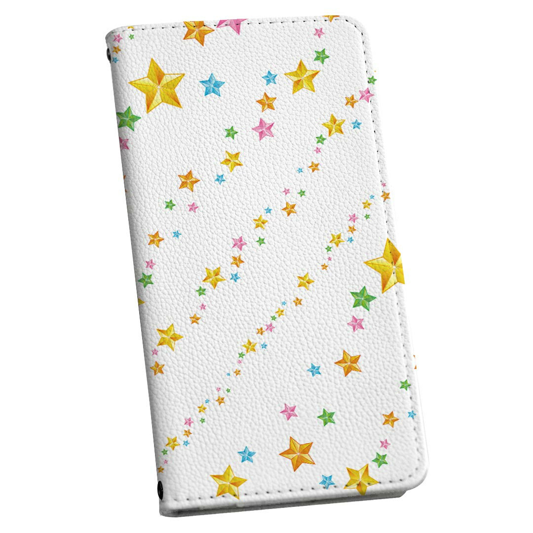AQUOS R SH-03J アクオスR sh03j 専用 ケース カバー 手帳型 マグネット式 ピタッと閉まる レザーケース カード収納 ポケット igcase 003367 クール 星　ボーダー　カラフル