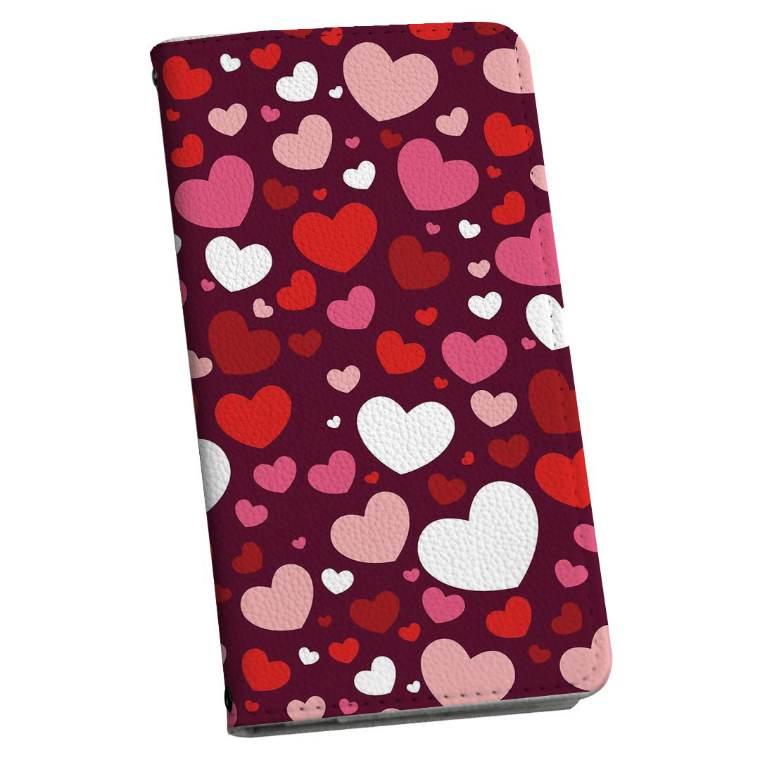 Xperia XZ SO-01J エクスペリア XZ so01j 専用 ケース カバー 手帳型 マグネット式 ピタッと閉まる レザーケース カード収納 ポケット igcase 003416 ハート 模様 ピンク