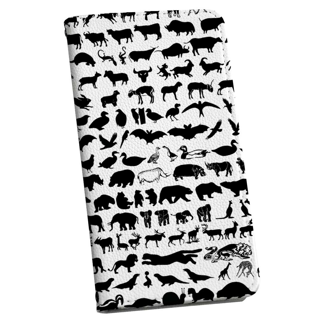 Mobile Phone Cases - AQUOS sense9 用 手帳型ケース SH-53E / SHG14 / SH-M29 共通対応 カバー 手帳型 マグネット式 ピタッと閉まる レザーケース sh53e カード収納 ポケット igcase 003490 動物　黒　白