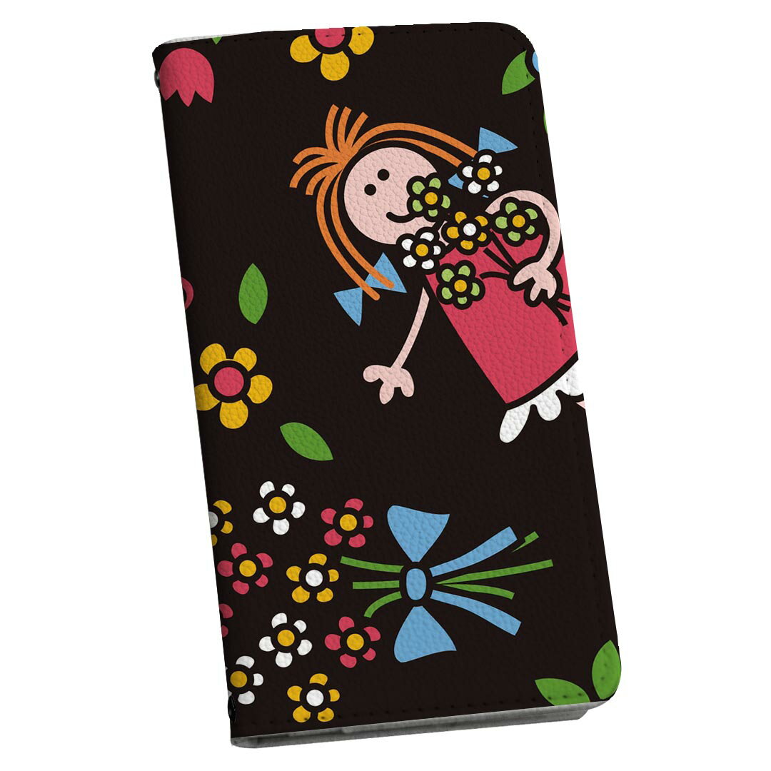 SH-01L AQUOS sense2 アクオス センスツー 専用 ケース カバー 手帳型 マグネット式 ピタッと閉まる レザーケース docomo ドコモ sh01l カード収納 ポケット igcase 003894 キャラクター　花　ポップ