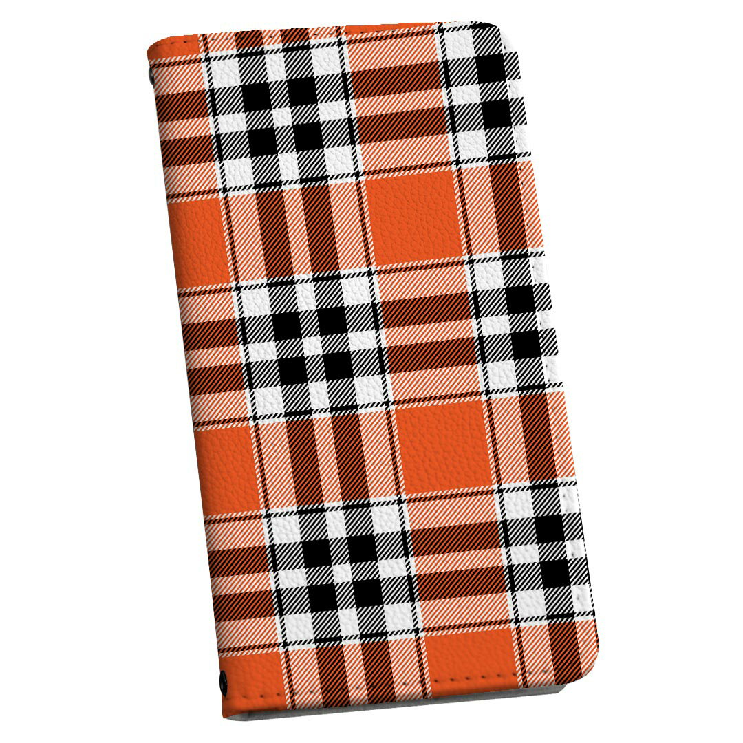 SC-03L Galaxy S10 ギャラクシー エステン 専用 ケース カバー 手帳型 マグネット式 ピタッと閉まる レザーケース sc03l カード収納 ポケット igcase 020143 チェック オレンジ