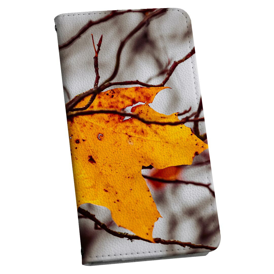AQUOS wish3 SH-53D A302SH SH-M25 用 内側プリント ケース カバー sh53d 対応 ケース カバー 手帳型 マグネット式 ピタッと閉まる レザーケース カード収納 ポケット 022909 秋　葉っぱ　紅葉