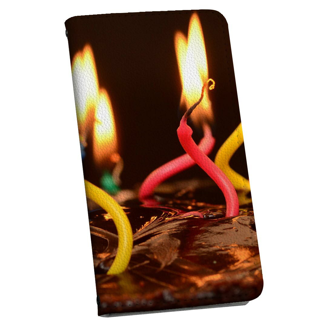 Galaxy S25 用 SC-51F / SCG31 (SM-S931) 共通対応 手帳型ケース カバーsx51f 手帳型 マグネット式 ピタッと閉まる レザーケース カード収納 ポケット igcase 022988 ろうそく カラフル 写真