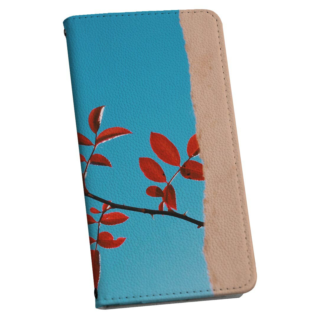 Galaxy S25 Ultra 用 SC-52F / SCG32 共通対応 sc52f 手帳型ケース ストラップ付き ショルダー スマホ 落下防止 手帳型 マグネット式 ピタッと閉まる スマホカバー 肩掛け 斜めかけ 023016 花　葉っぱ　植物