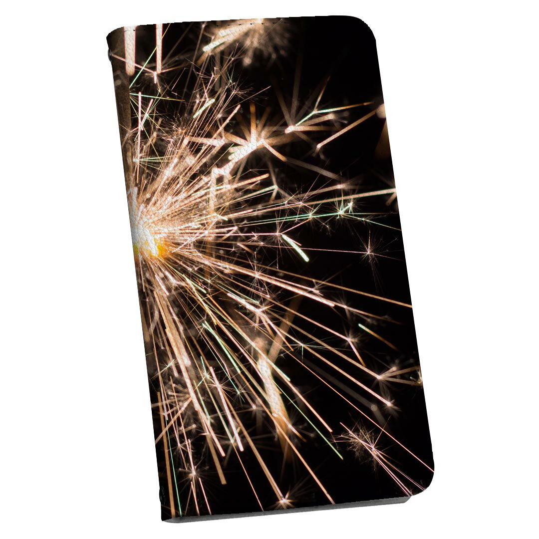 arrows We2 Plus 用 スマホカバー F-51E ケース カバー 手帳型 マグネット式 ピタッと閉まる レザーケース カード収納 ポケット 023100 花火 写真