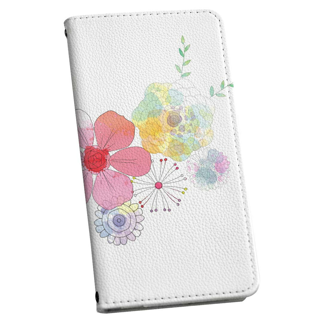 Galaxy A23 5G SC-56C SCG18 専用 ケース カバー 手帳型 マグネット式 ピタッと閉まる レザーケース sc56c カード収納 ポケット igcase 023301 花 フラワー 水彩
