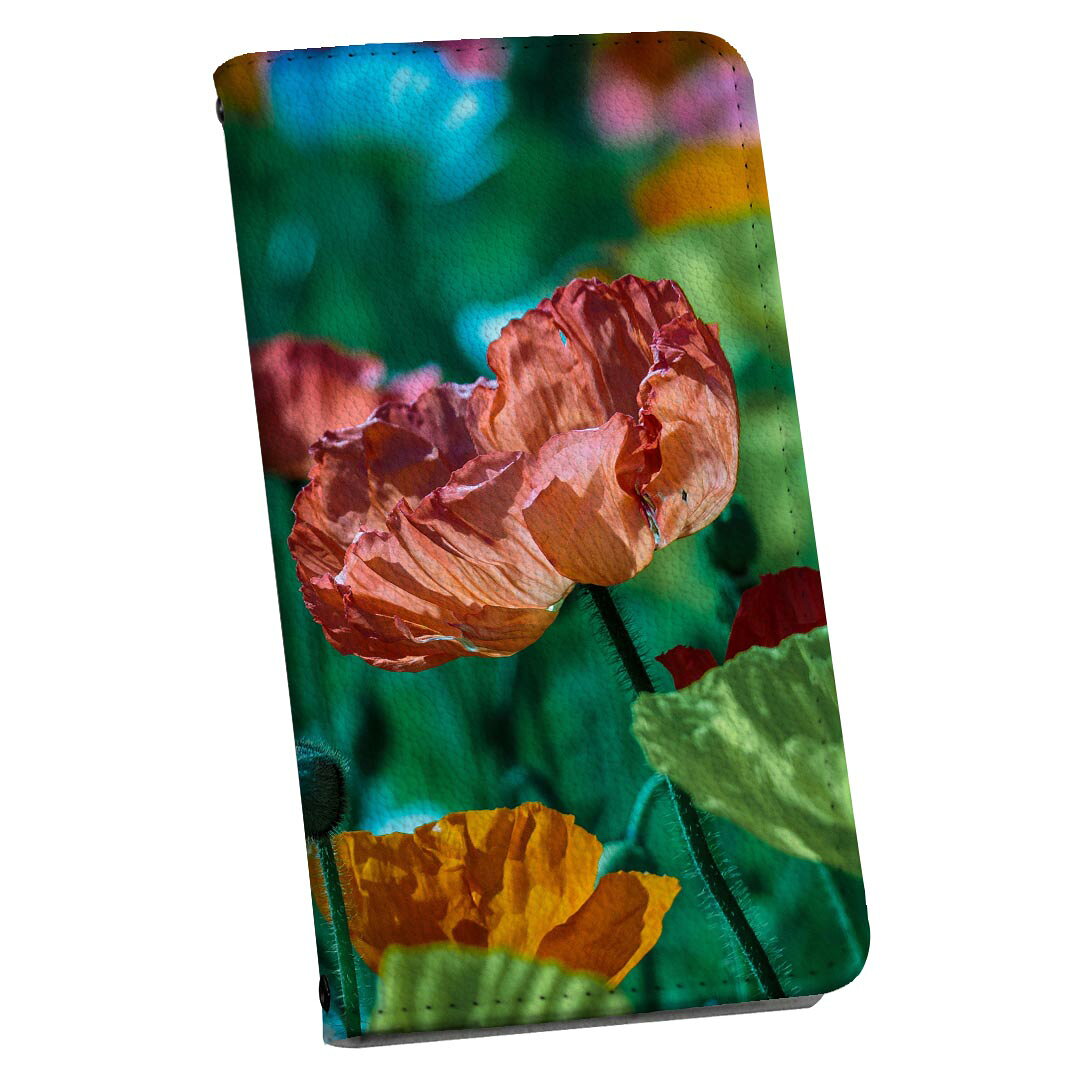 AQUOS sense6 SH-54B SHG05 専用 ケース カバー 手帳型 マグネット式 ピタッと閉まる レザーケース sh54b カード収納 ポケット igcase 023360 花　フラワー　カラフル