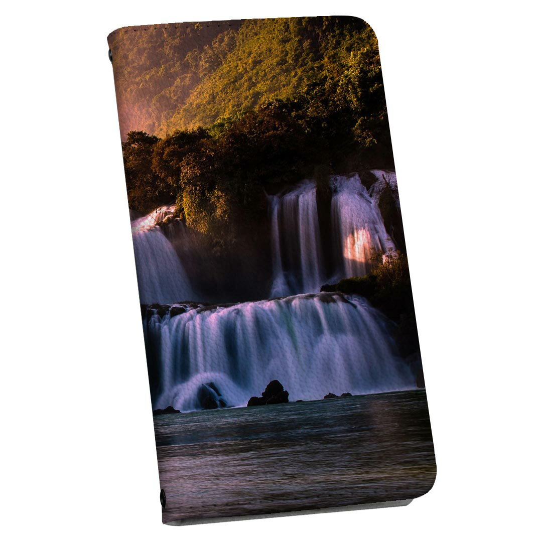 iPhoneX iPhone 10 アイフォーン エックス　テン 専用 ケース カバー 手帳型 マグネット式 ピタッと閉まる レザーケース iphone x カード収納 ポケット igcase 023387 景色　写真　滝