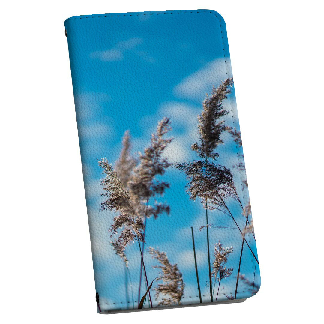 Galaxy S21 5G SC-51B ギャラクシー ストラップ付き sc51b ケース ショルダー スマホ 落下防止 手帳型 マグネット式 ピタッと閉まる スマホカバー 肩掛け 斜めかけ 023406 写真　景色　パンパスグラス