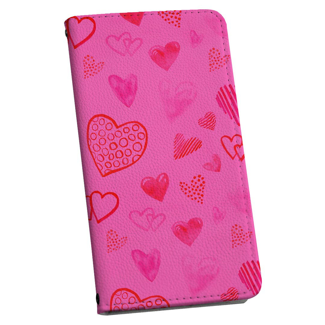 SHV44 AQUOS R3 アクオス アールスリー ストラップ付き ケース ショルダー スマホ 落下防止 手帳型 マグネット式 ピタッと閉まる スマホカバー 肩掛け 斜めかけ 023432 ハート　柄　模様