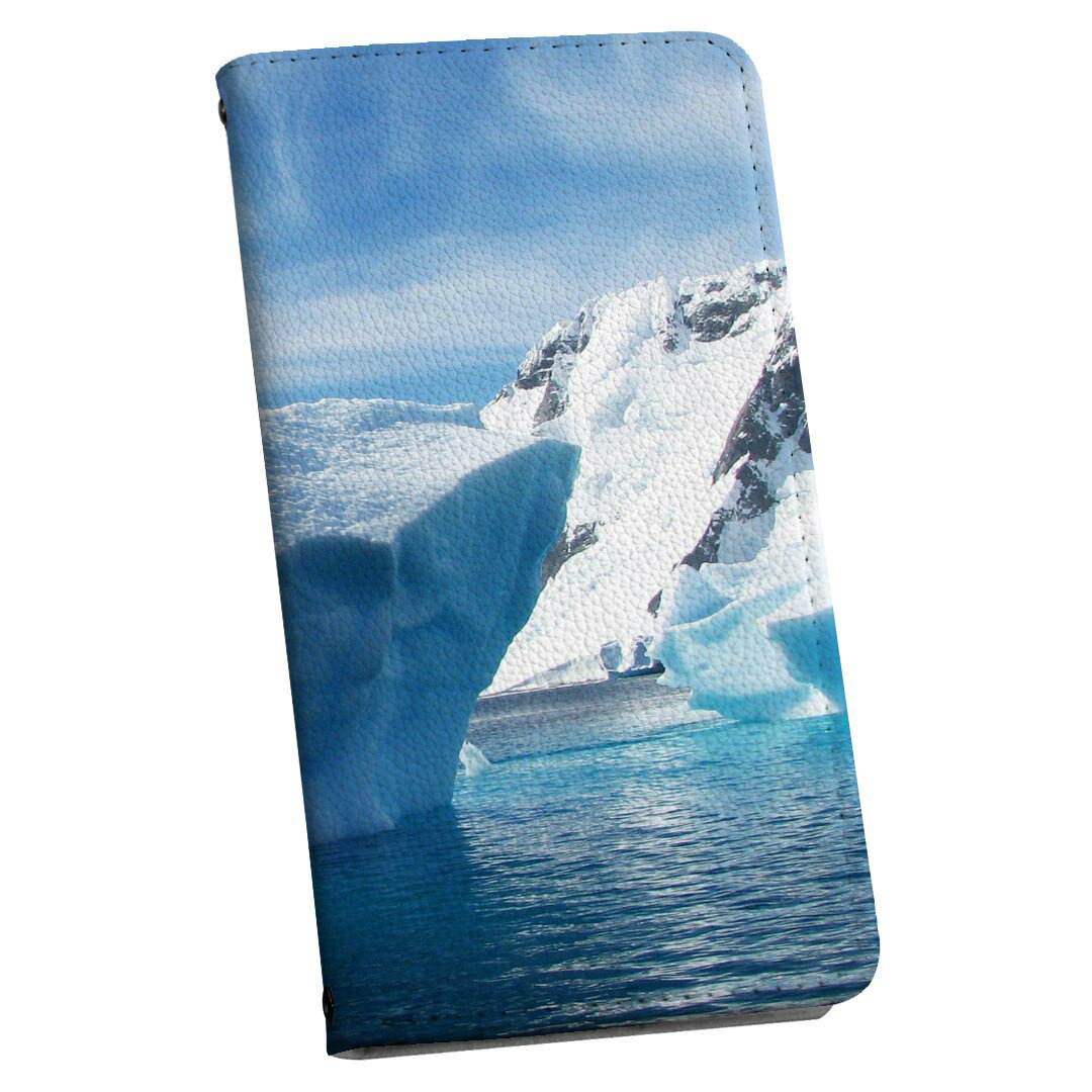 Galaxy A22 5G SC-56B 専用 ケース カバー 手帳型 マグネット式 ピタッと閉まる レザーケース sc56b カード収納 ポケット igcase 023454 氷山　海　写真(2.0)