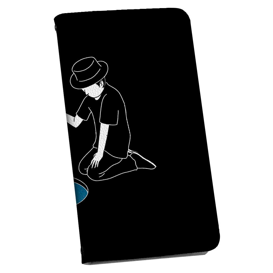 Xperia 10 VI 用 ケース カバー 手帳型 SO-52E / SOG14 / A402SO / 共通対応 マグネット式 ピタッと閉まる レザーケース カード収納 ポケット igcase 023550 イラスト 月 黒