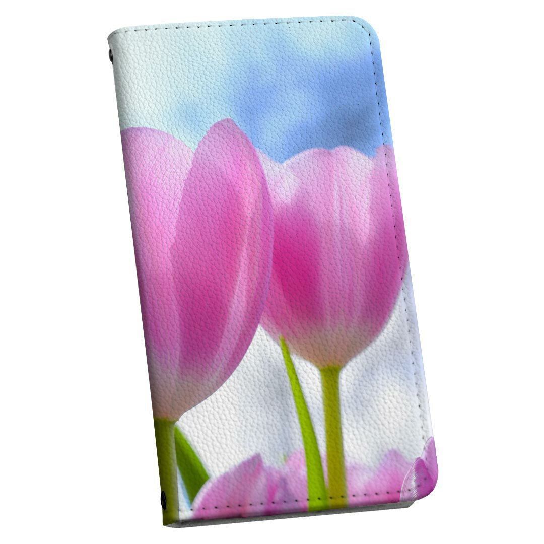 Galaxy A55 5G 用 手帳型ケース SC-53E / SCG27 共通対応 カバー 手帳型 マグネット式 ピタッと閉まる レザーケース sc53e カード収納 ポケット igcase 023603 花 フラワー チューリップ