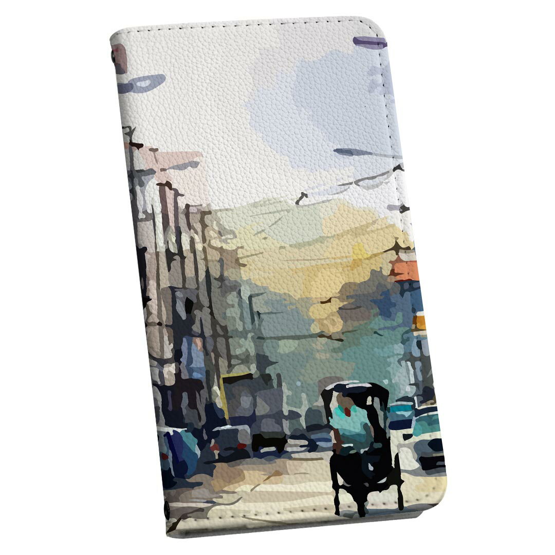 スマホケース 最新機種対応 スマホカバー 手帳型 マグネット式 フリップ ほぼ全機種対応 iPhone Xperia AQUOS Galaxy Arrows Huaweiなど ケース カバー 手帳タイプ 革 igcase 023643 街並み　風景