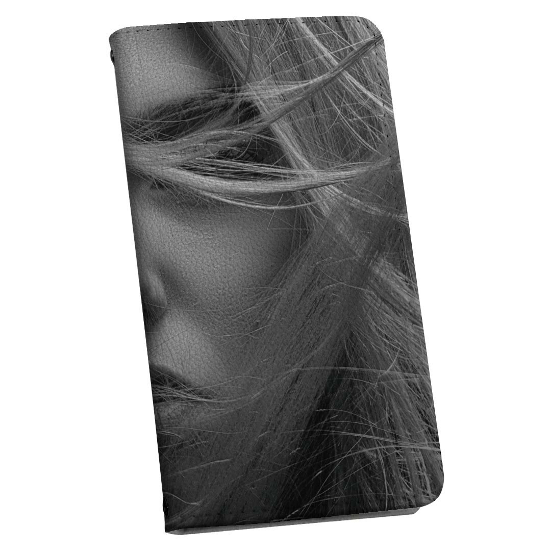 AQUOS sense SH-01K アクオスセンス 専用 ケース カバー 手帳型 マグネット式 ピタッと閉まる レザーケース sh01k カード収納 ポケット igcase 023694 人物　女性　モノクロのサムネイル