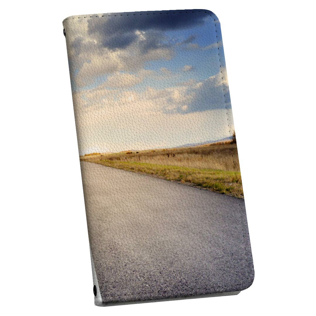 Xperia 5 II SO-52A エクスペリア so52a ストラップ付き ケース ショルダー スマホ 落下防止 手帳型 マグネット式 ピタッと閉まる スマホカバー 肩掛け 斜めかけ 023726 道路　写真　風景