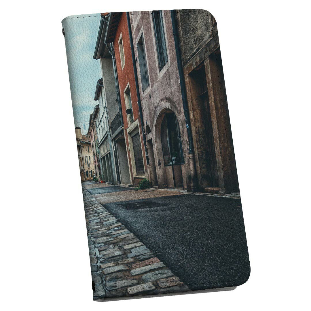 AQUOS sense6 SH-54B SHG05 専用 ケース カバー 手帳型 マグネット式 ピタッと閉まる レザーケース sh54b カード収納 ポケット igcase 023731 街並み　風景(2.0)