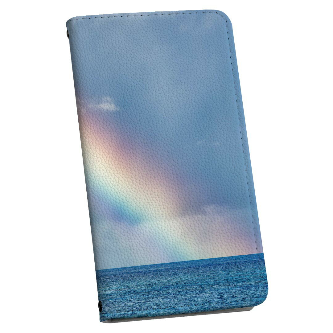 nubia S 5G A403ZT 用 手帳型ケース ストラップ付き a403zt ショルダー スマホ 落下防止 手帳型 マグネット式 ピタッと閉まる スマホカバー 肩掛け 斜めかけ 023774 虹　海