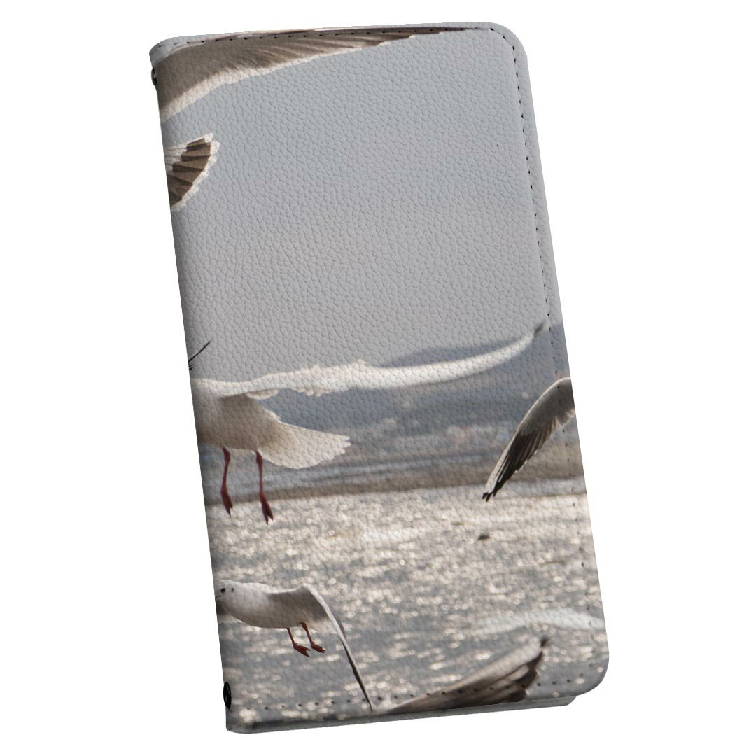 Xperia XZ2 SO-03K エクスペリア XZ2 専用 ケース カバー 手帳型 マグネット式 ピタッと閉まる レザーケース so03k カード収納 ポケット igcase 023776 カモメ　鳥　空
