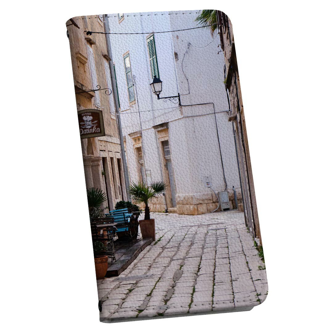 LGV33 Qua phone PX キュア フォン lgv33 ストラップ付き ケース ショルダー スマホ 落下防止 手帳型 マグネット式 ピタッと閉まる スマホカバー 肩掛け 斜めかけ 023842 街並み　写真