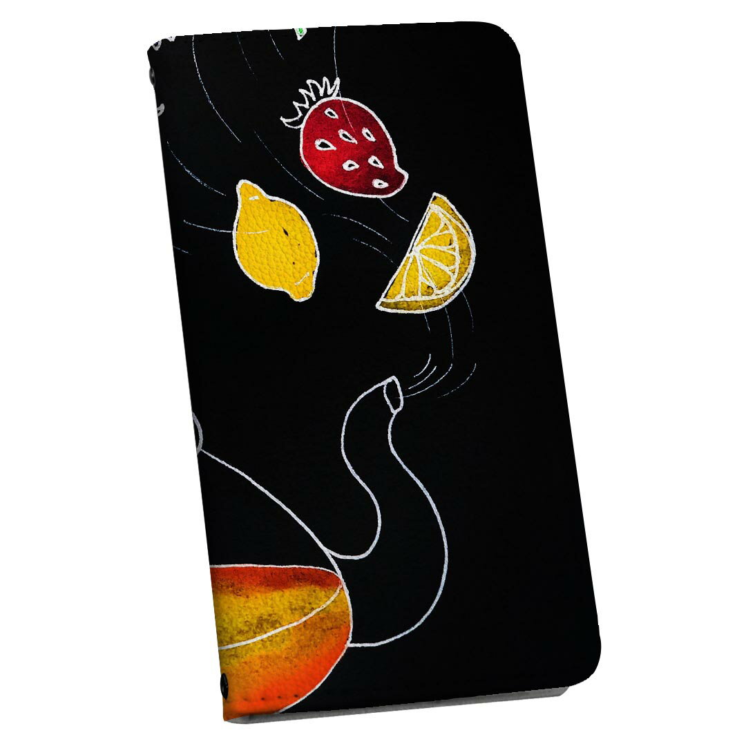 Rakuten - Galaxy S20 5G SC-51A ギャラクシー 専用 ケース カバー 手帳型 マグネット式 ピタッと閉まる レザーケース sc51a カード収納 ポケット igcase 023872 果物　紅茶