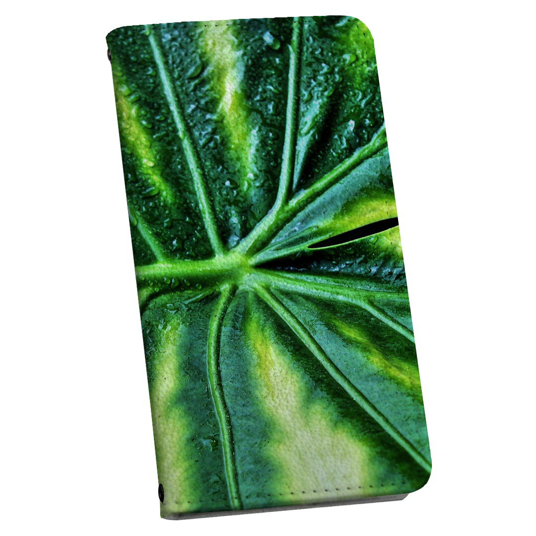 AQUOS zero6 SHG04 A102SH SH-RM18 2021 モデル 専用 ケース カバー 手帳型 マグネット式 ピタッと閉まる レザーケース カード収納 ポケット igcase 023931 モンステラ　葉っぱ(2.0)