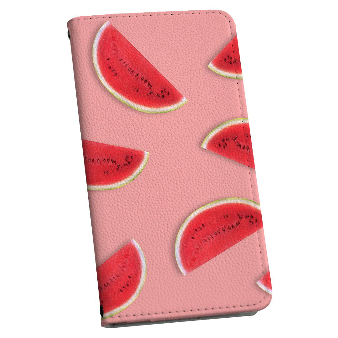 Xperia Ace III SO-53C SOG08 共通対応 専用 ケース カバー 手帳型 マグネット式 ピタッと閉まる レザーケース so53c カード収納 ポケット igcase 023955 スイカ　果物　フルーツ