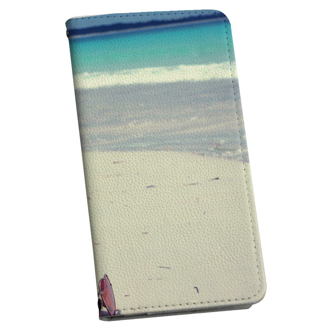 Galaxy Feel2 SC-02L ギャラクシー フィールツー 専用 ケース カバー 手帳型 マグネット式 ピタッと閉まる レザーケース sc02l カード収納 ポケット igcase 025805 ビーチ　お酒　砂　海