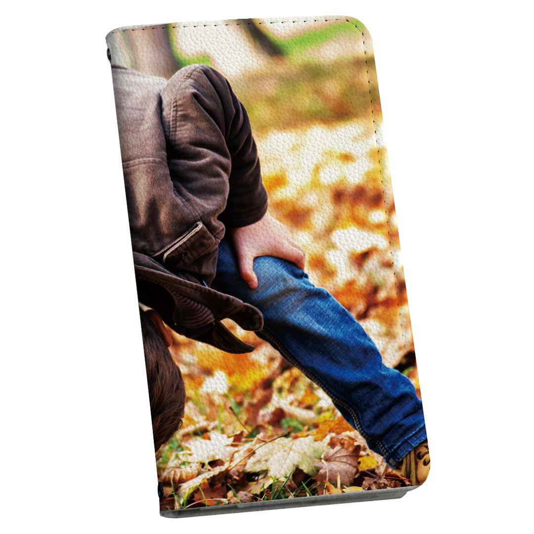Galaxy S24 Ultra 用 手帳型 ケース SC-52E / SCG26 (SM-S928) 各キャリア 共通対応 ケース カバー 手帳型 マグネット式 ピタッと閉まる レザーケース カード収納 ポケット 025822 秋　紅葉　子供