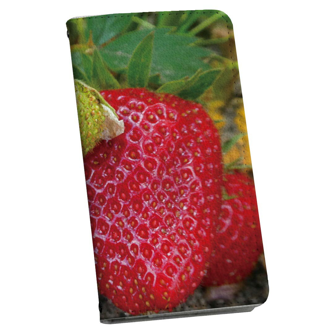 Galaxy S22 用 手帳型 内側プリント ケース カバー SC-51C / SCG13 共通対応 ケース カバー 手帳型 sc51c マグネット式 ピタッと閉まる レザーケース カード収納 ポケット 026024 フルーツ　果物　いちご