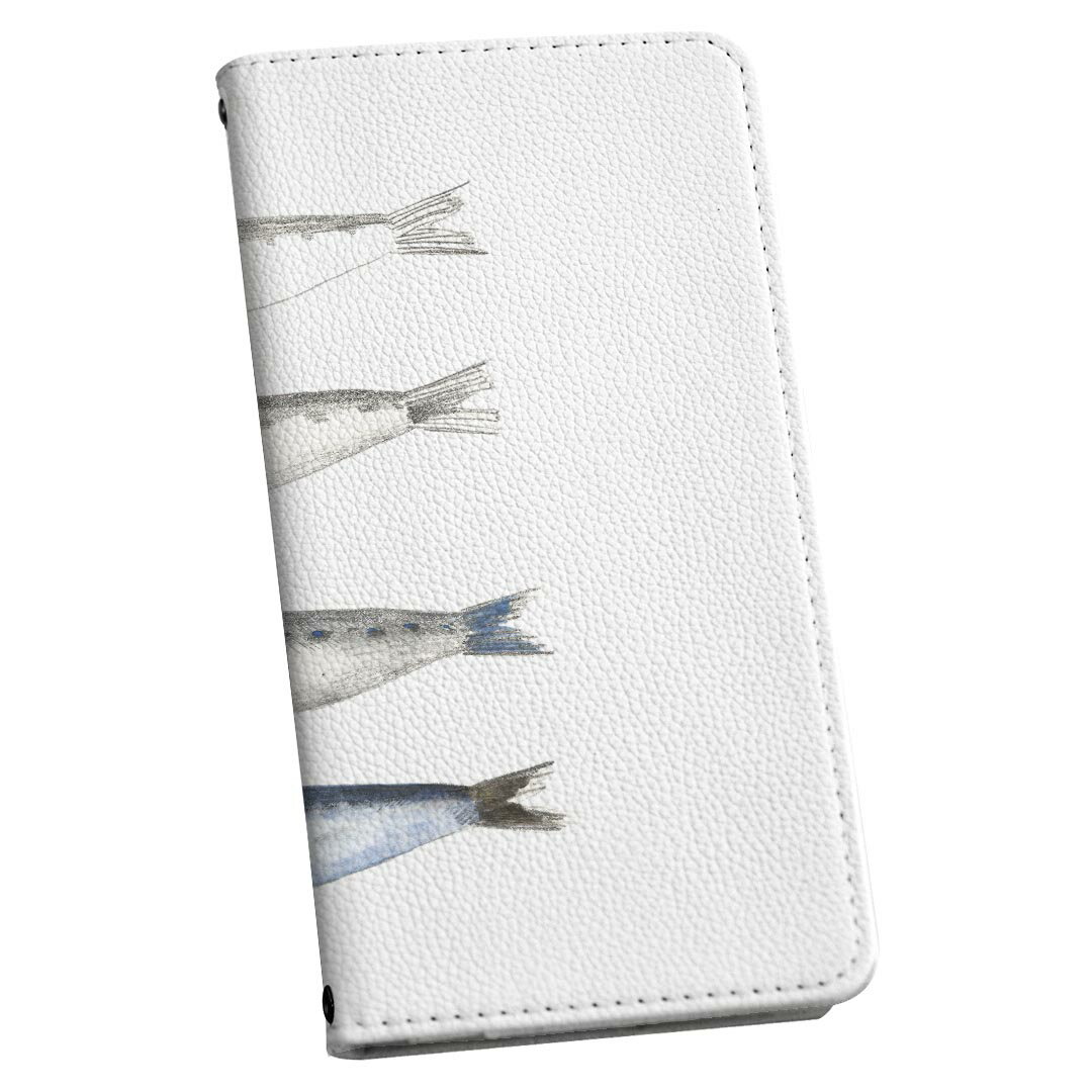 Xperia 10 II SOV43 エクスペリア テン マークツー Xperia10 ストラップ付き ケース ショルダー スマホ 落下防止 手帳型 マグネット式 ピタッと閉まる スマホカバー 肩掛け 斜めかけ 026240 魚　イラスト　お絵描き