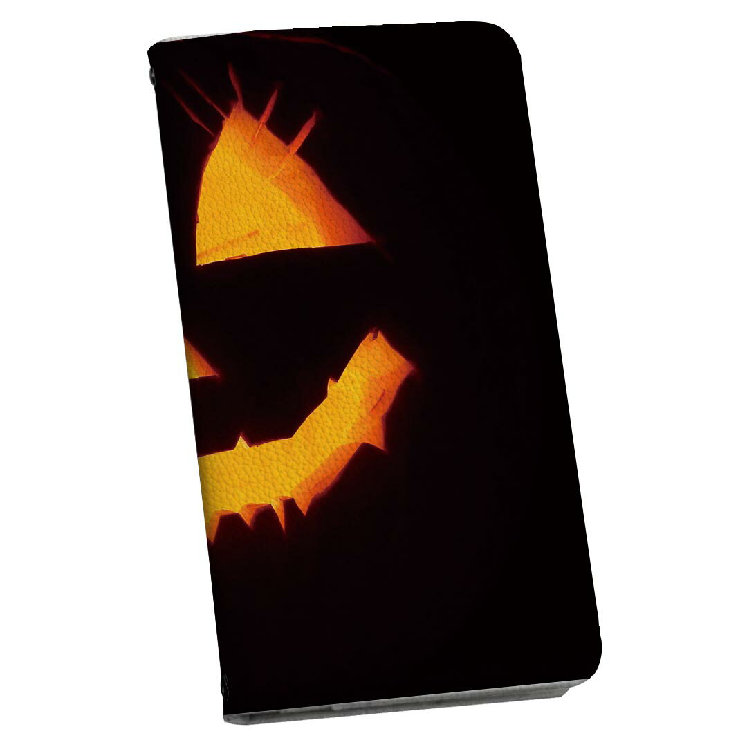 Galaxy A54 5G 用 スマホカバー SC-53D / SCG21 共通対応 ケース カバー 手帳型 マグネット式 ピタッと閉まる レザーケース カード収納 ポケット 030580 ハロウィン 暗い かぼちゃ ジャックオーランタン