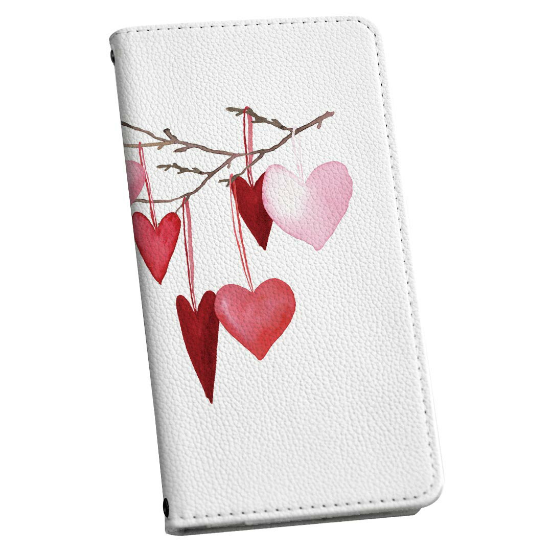 Galaxy A55 5G 用 手帳型ケース SC-53E / SCG27 共通対応 ケース ストラップ付き ショルダー スマホ 落下防止 手帳型 マグネット式 ピタッと閉まる スマホカバー 肩掛け 斜めかけ 031704 ハート 飾り