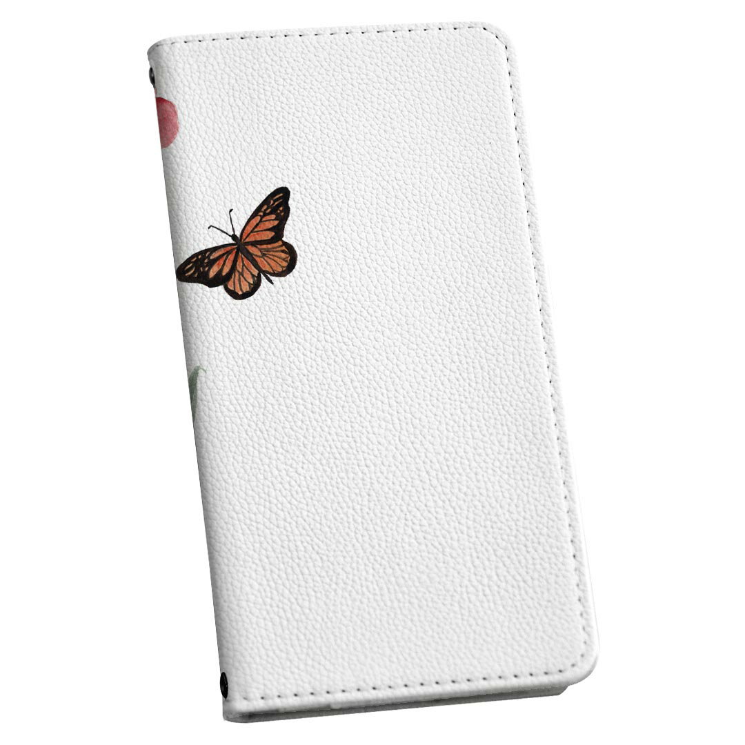 Xperia 1 VII SO-51F 用 エクスペリア SO-51F / SOG15 / QX-FS44 / 共通対応カバー 手帳型 マグネット式 ピタッと閉まる レザーケース カード収納 ポケット igcase 031825 花 蝶々 フラワー