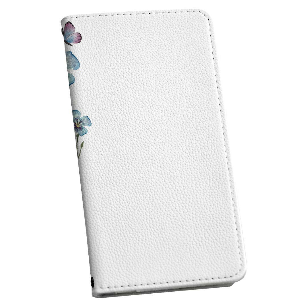 AQUOS R8 Pro 用 手帳型 ケース カバー SH-51D / A301SH 各キャリア 共通対応 ケース ストラップ付き ケース ショルダー スマホ 落下防止 手帳型 sh51d マグネット式 ピタッと閉まる スマホカバー 肩掛け 斜めかけ 031827 花 蝶々 ブルー